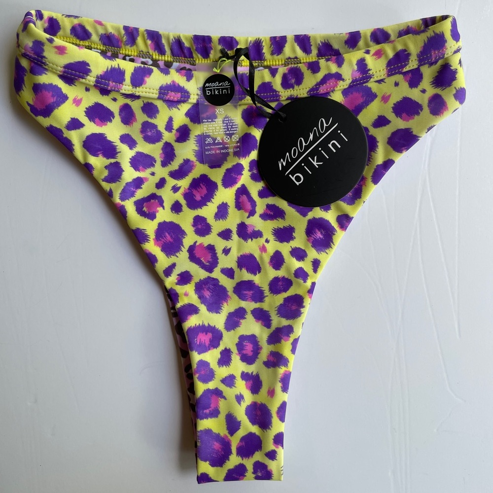 Moana Bikini Leopard Print High Waisted Bottoms XS NWT